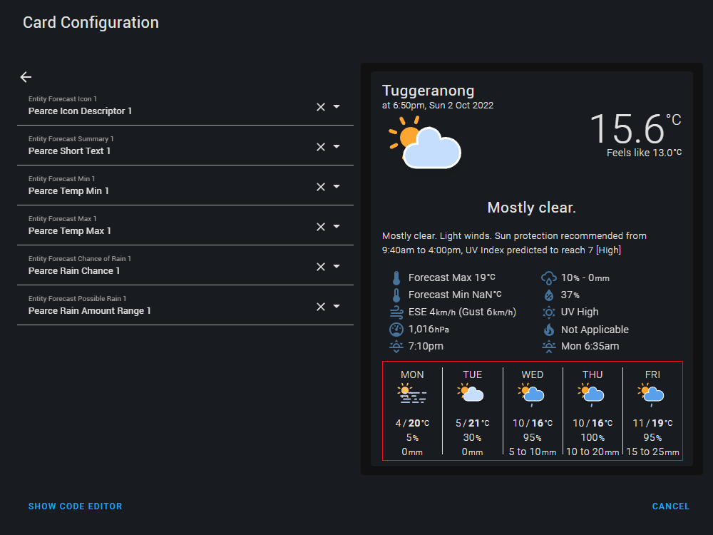 PlatinumDX Weather card