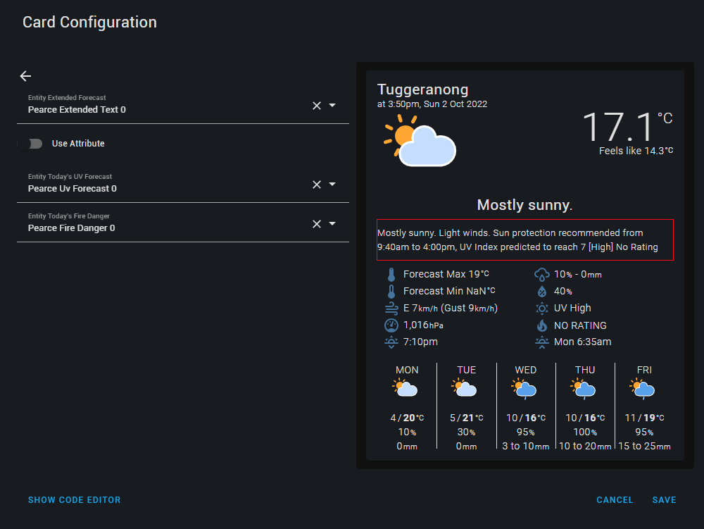 PlatinumDX Weather card