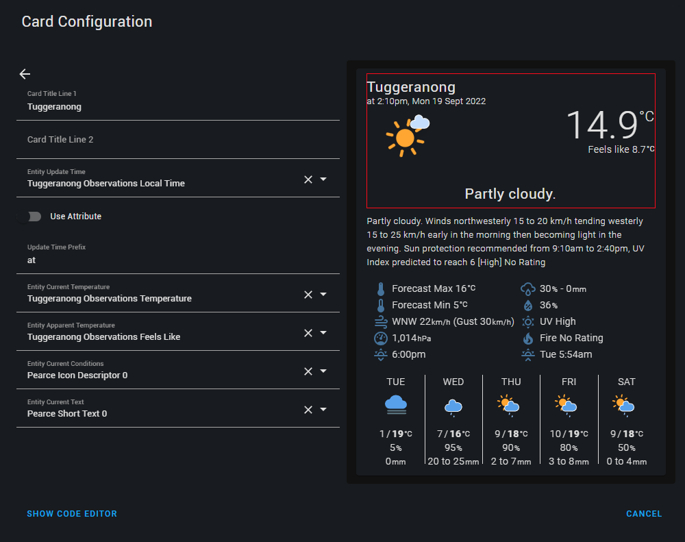 PlatinumDX Weather card