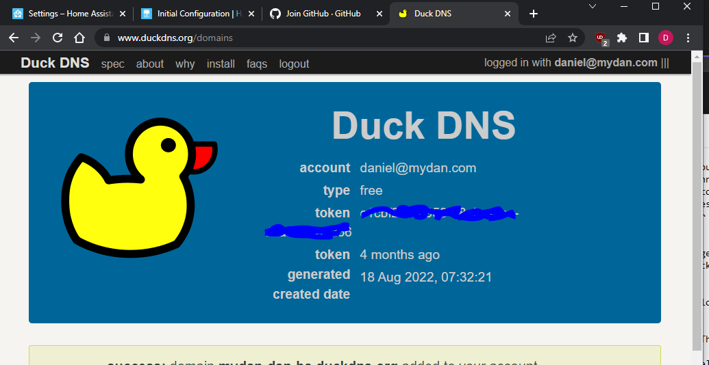 DuckDNS Token