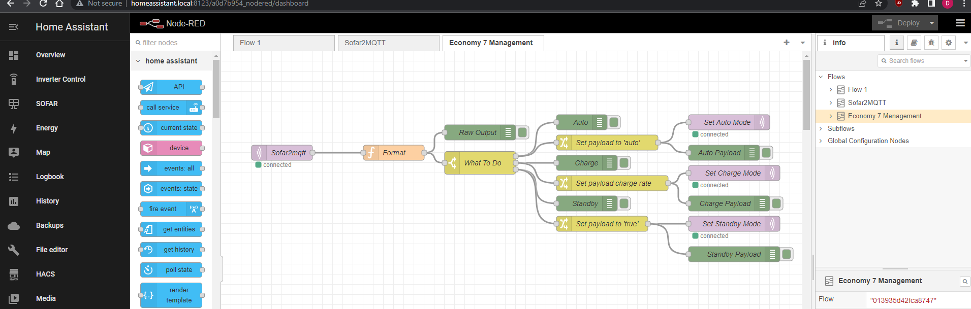 Node Red Import E7 Settings