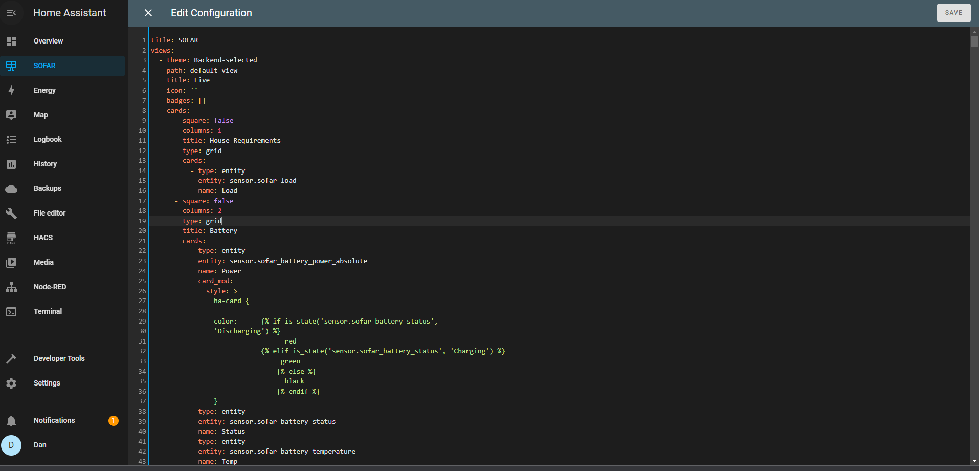 Raw Config Sofar Dashboard