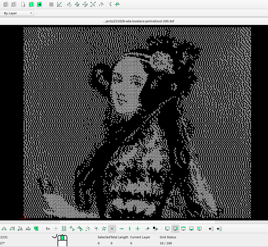 DXF of Punchcard-styled image of Ada Lovelace