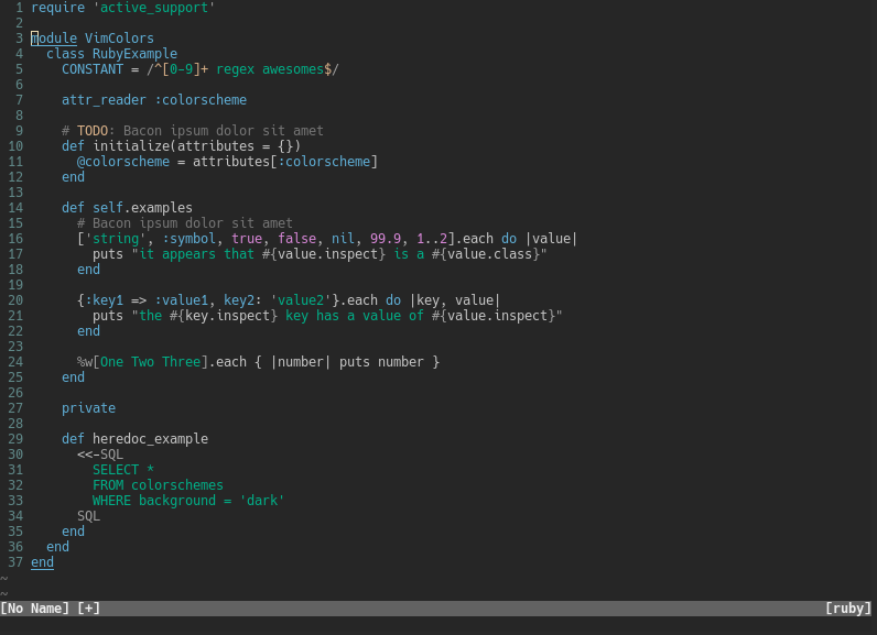 ruby example using novum colorscheme
