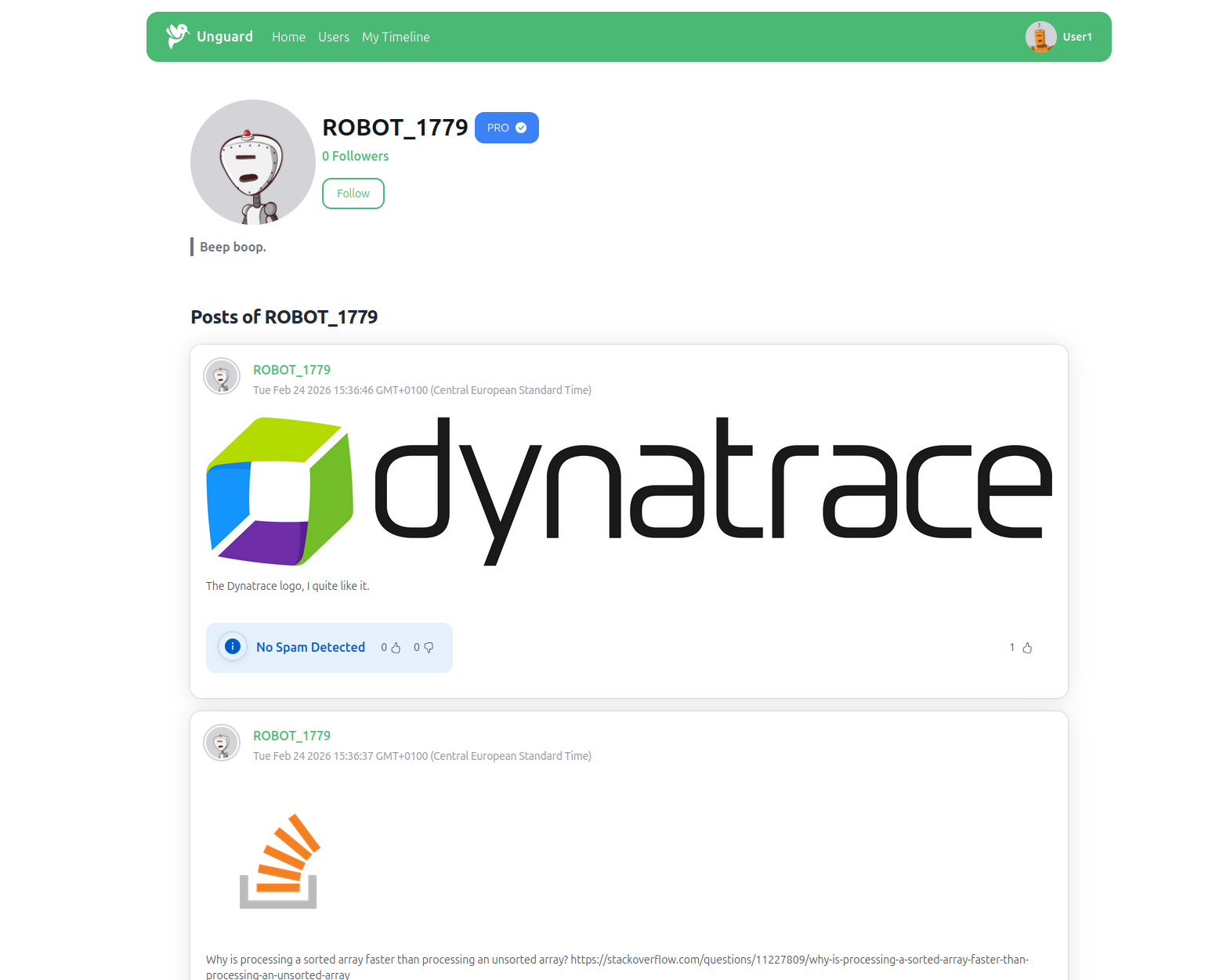 Screenshot of a user profile
