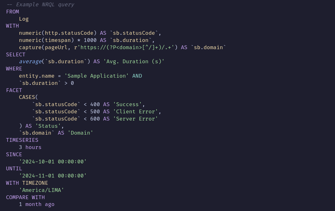 GitHub - dynovaio/newrelic-sb-nrql-pygments: NRQL lexer for Pygments ...