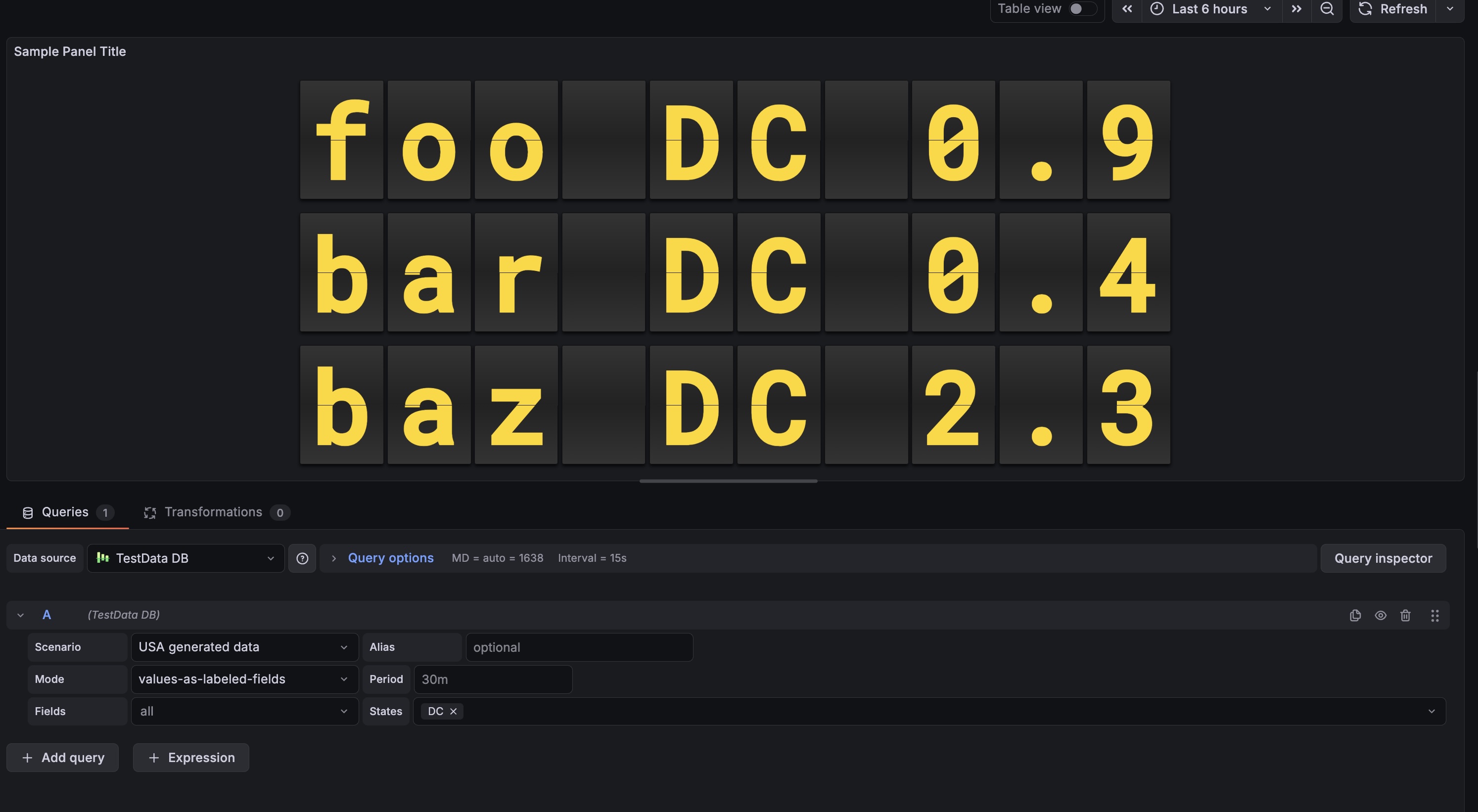 Split Flap Panel Example
