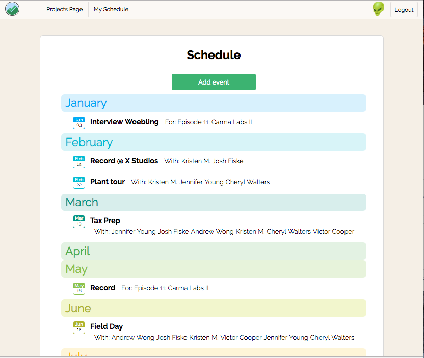 Schedule View Page