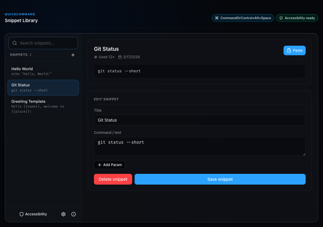 Quick Command preview