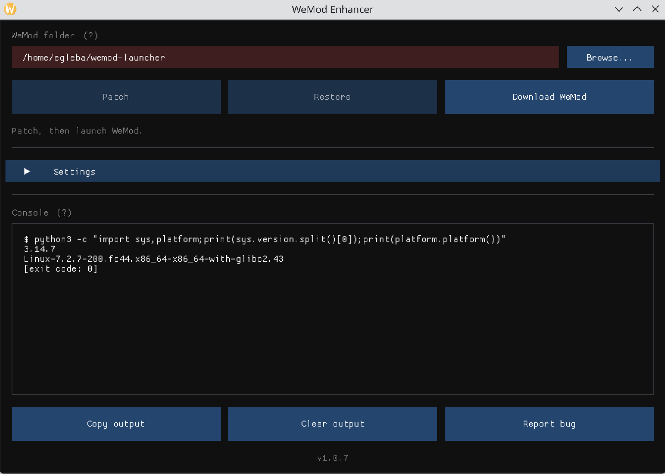 Screenshot presenting GUI