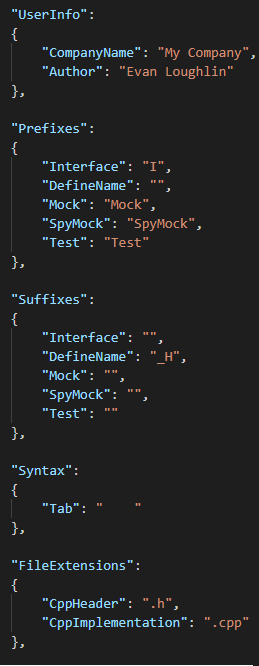 Configuring prefixes, suffixes, syntax, and file extensions