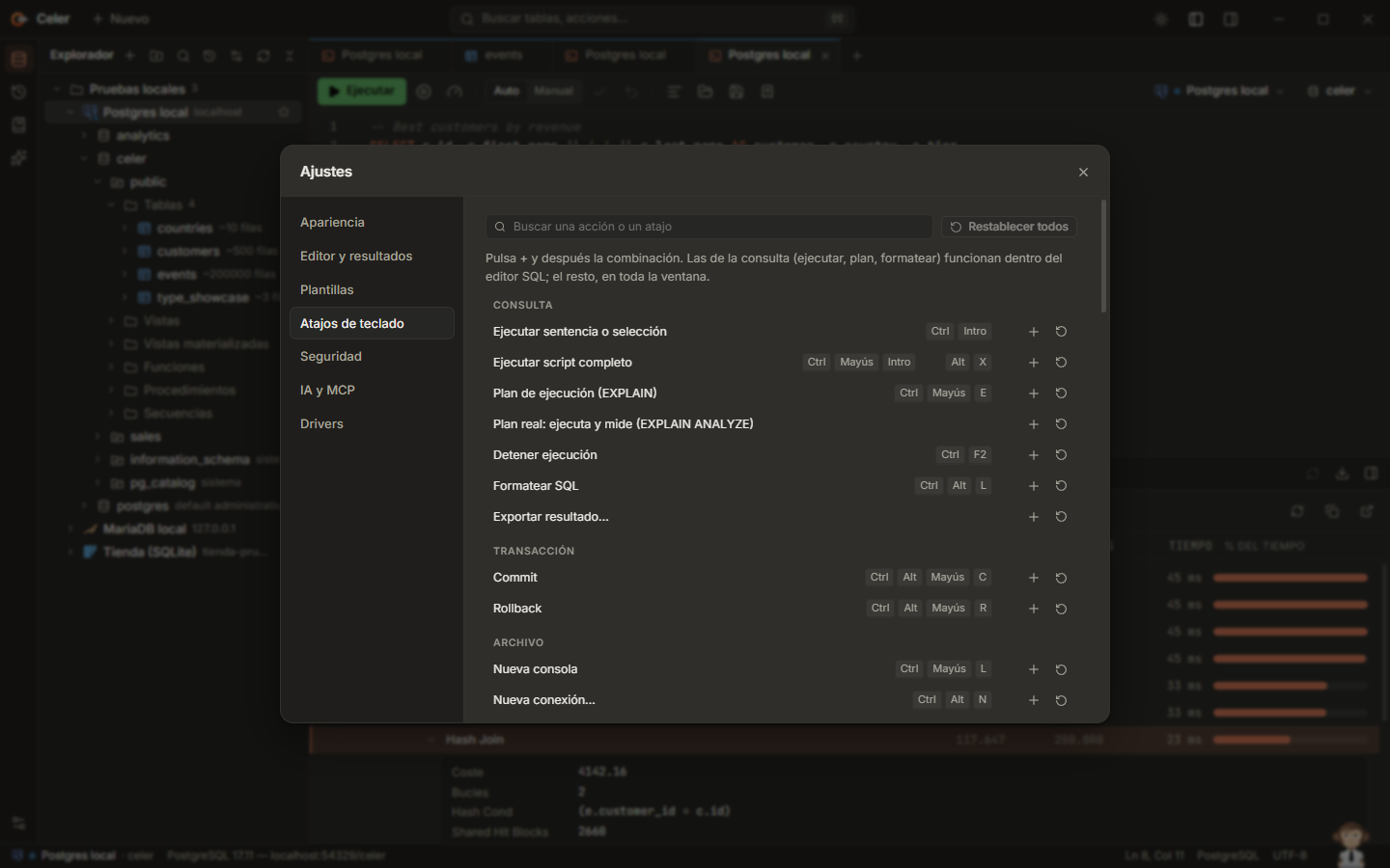 Keyboard shortcuts settings