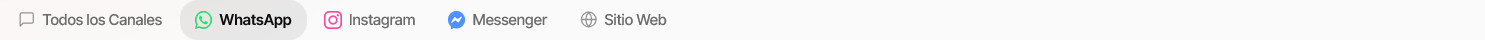 Filtros de canal en la parte superior del Panel de Mensajes