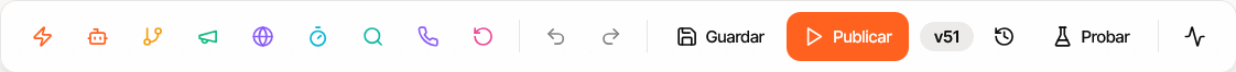 Barra de herramientas del editor de Workflows