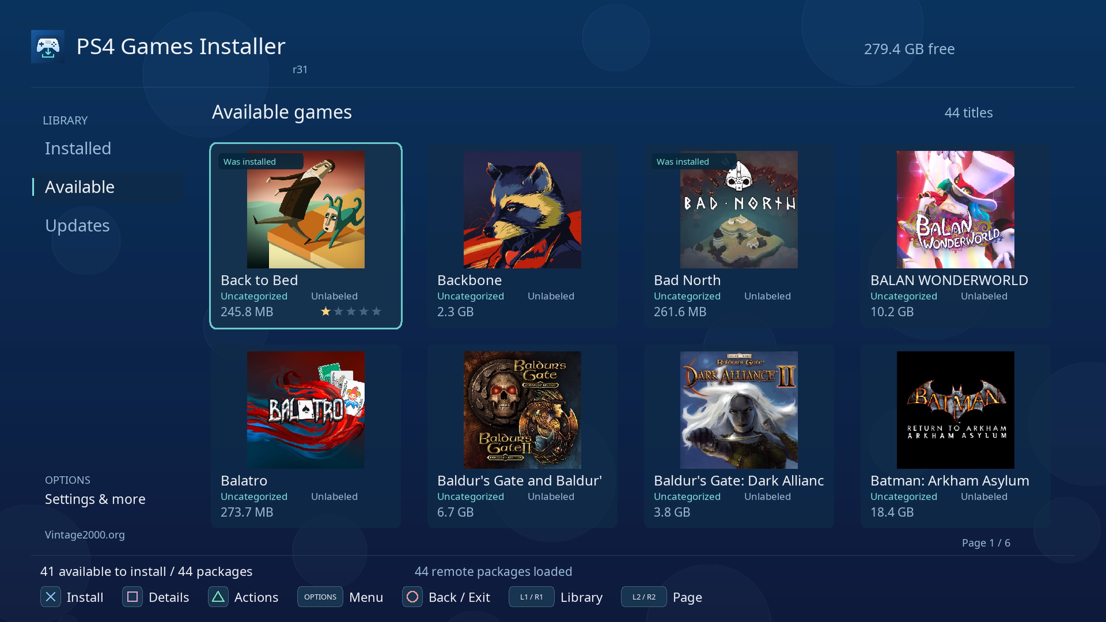 Available games