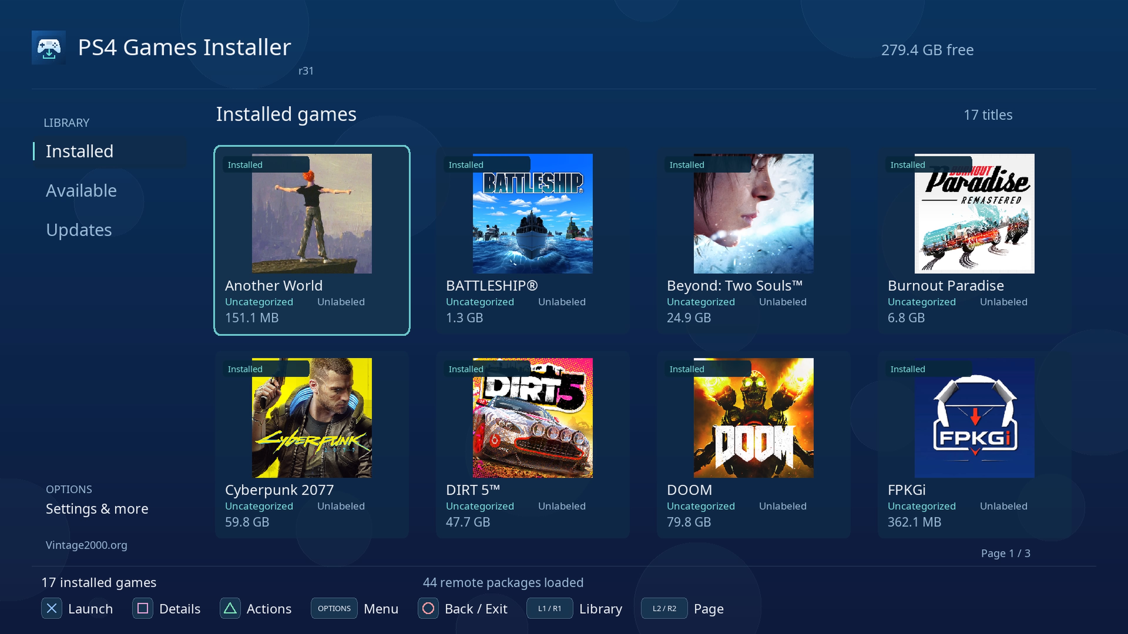 Installed games