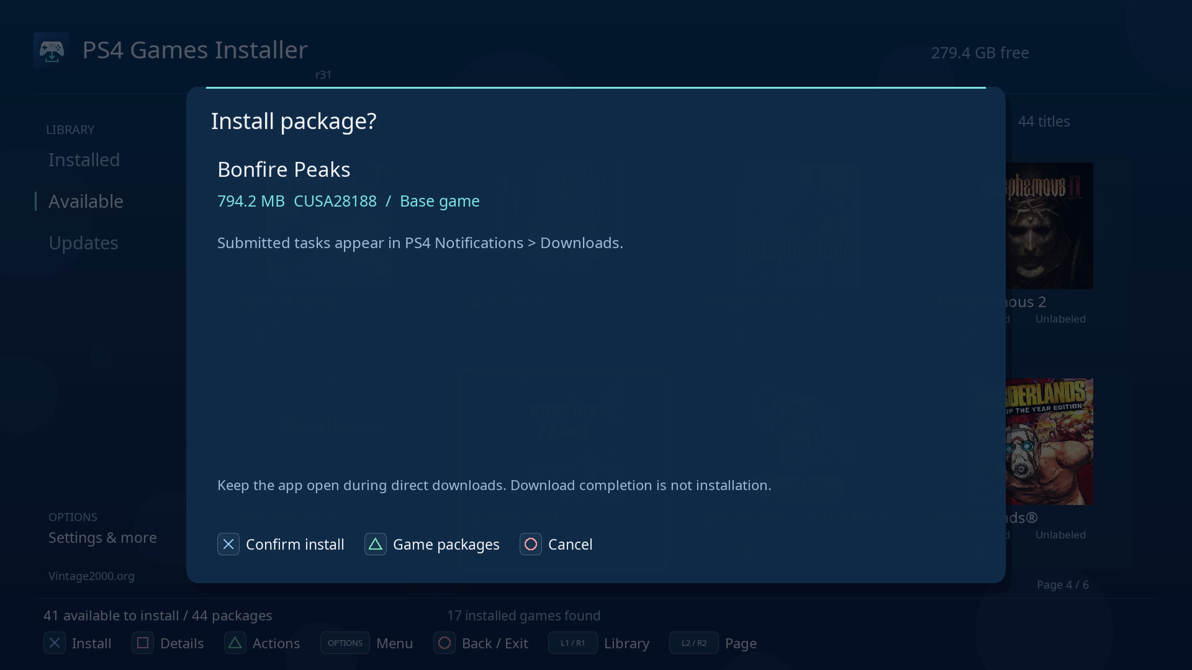 Installation confirmation