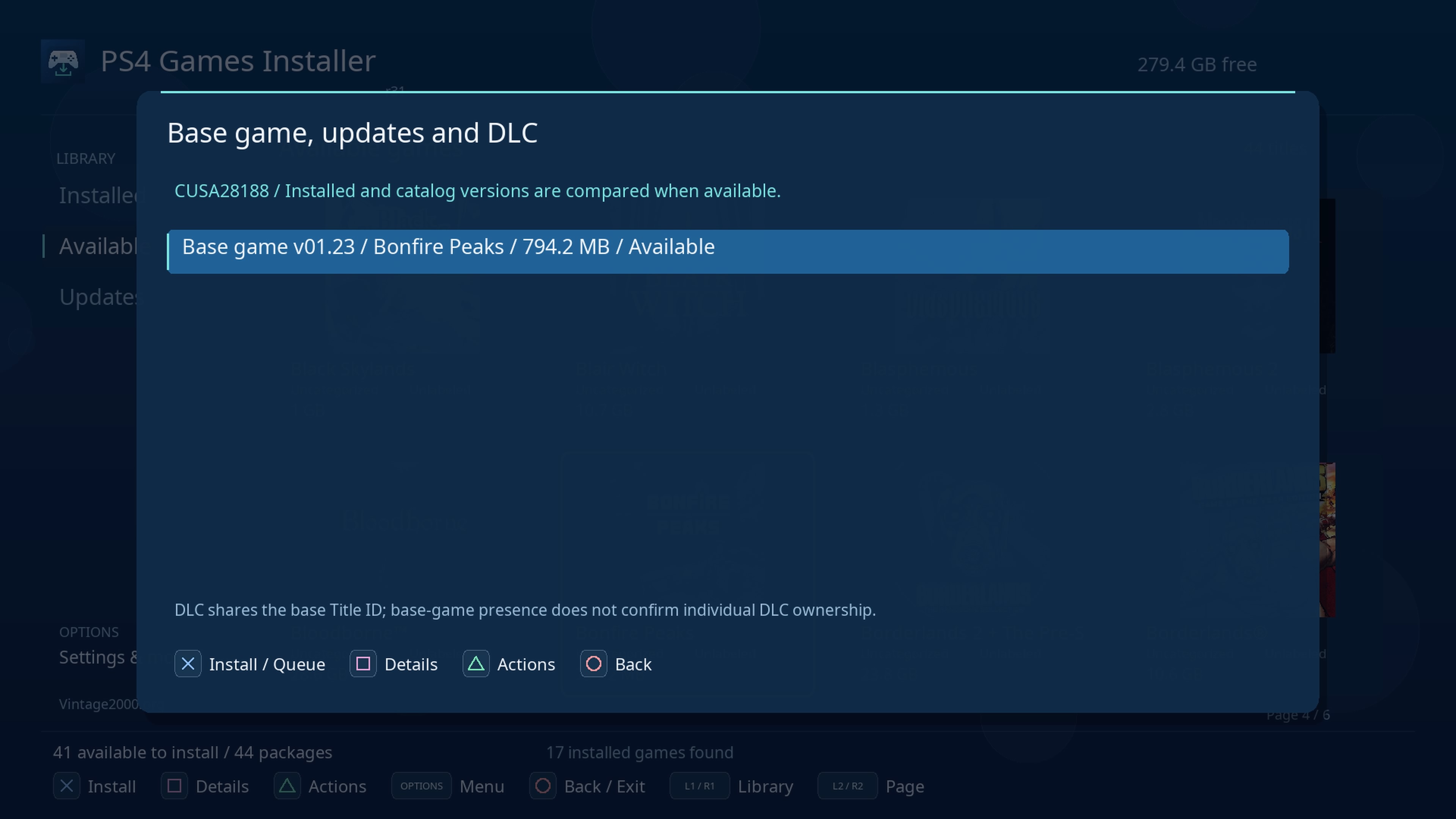 Base game, updates and DLC