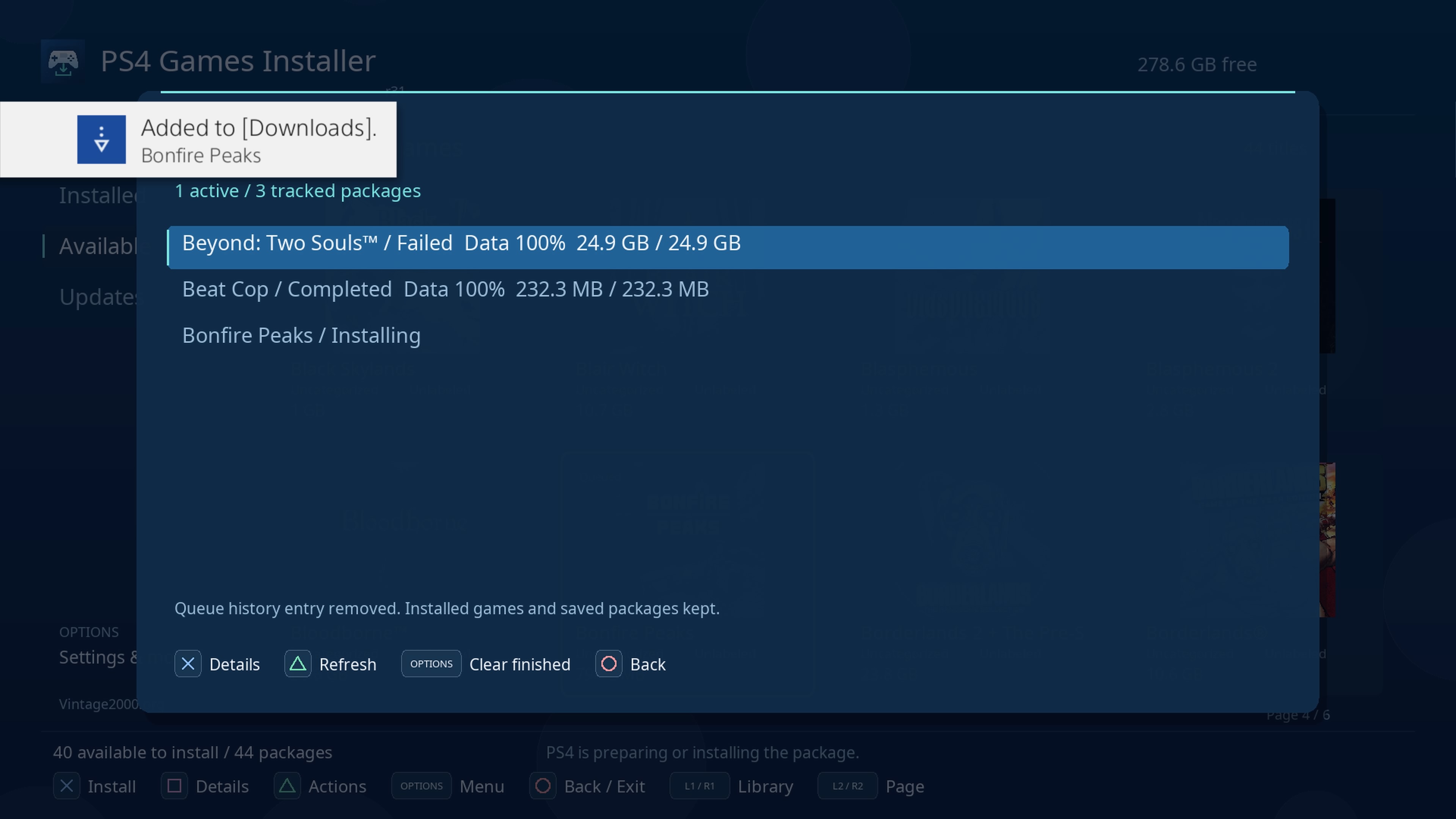 Download queue and history