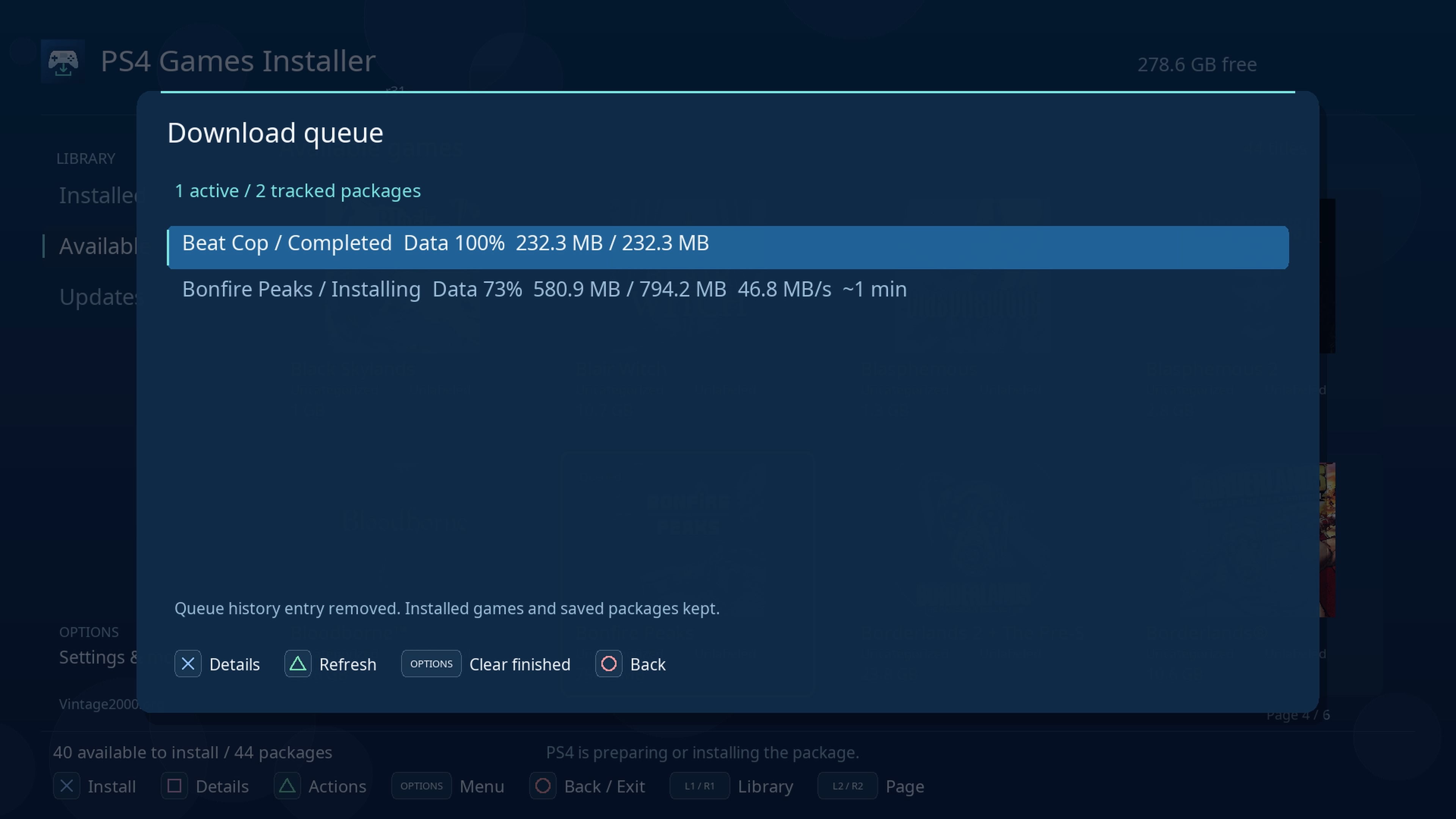 Package installation progress