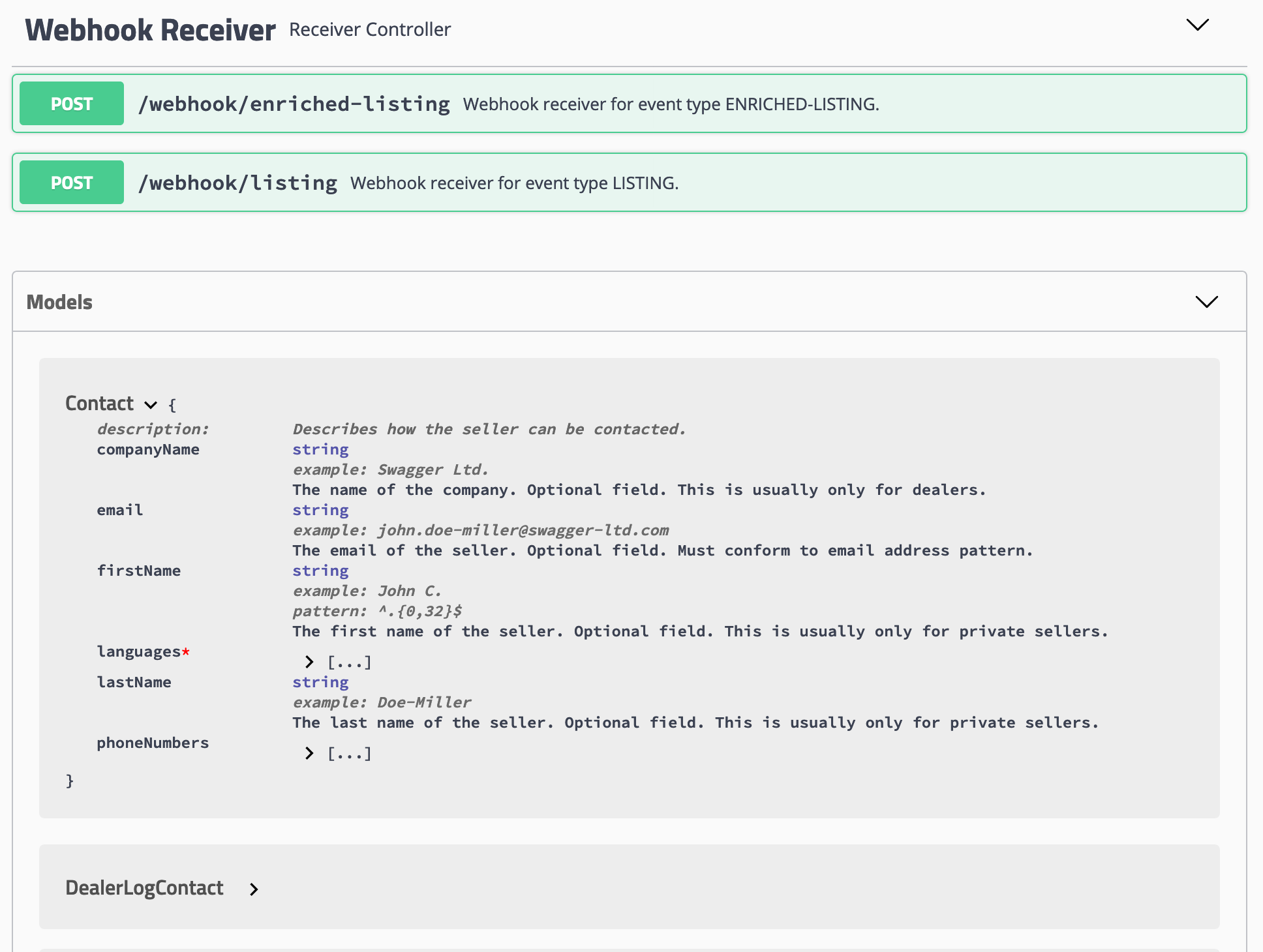 Swagger UI as a source to inspect MoVe's domain model