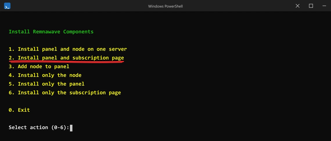 Install panel and subscription page