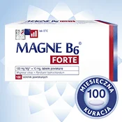 Dawkowanie magnezu Magne B6 Forte,100 tabletek: 6 do 8 tabletek na dobę w 2 lub 3 dawkach podzielonych.