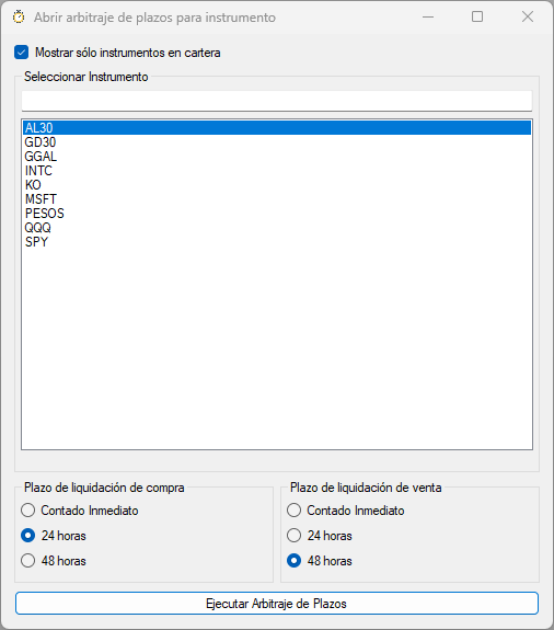 Abrir arbitraje de plazos para un instrumento