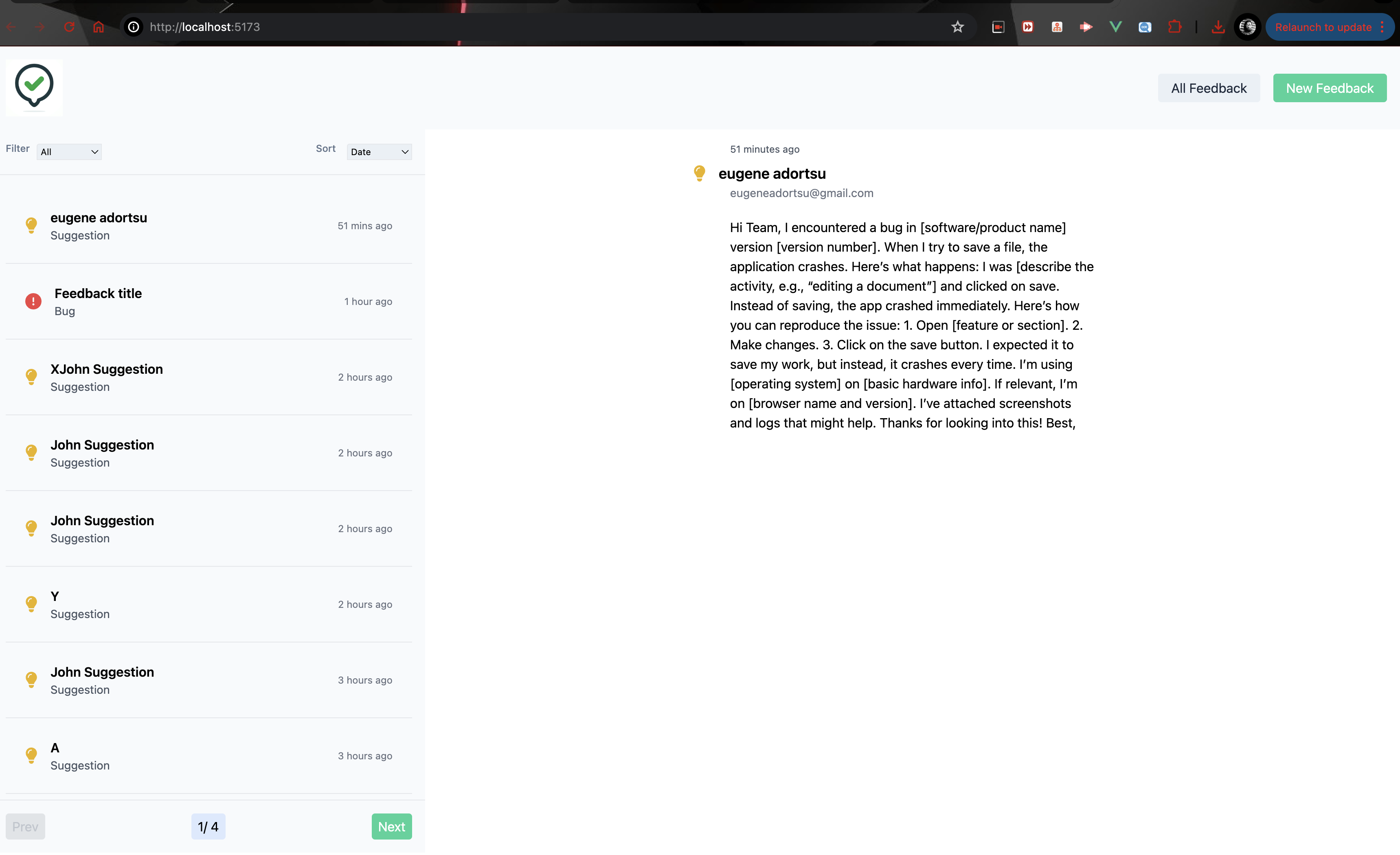 GitHub - eadortsu/feedback-app: Coding Exercise: Simple Feedback ...