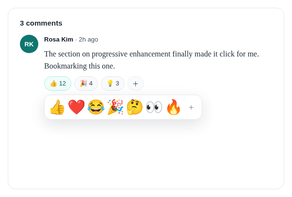 Article comments design example