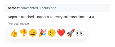 GitHub reactions design example