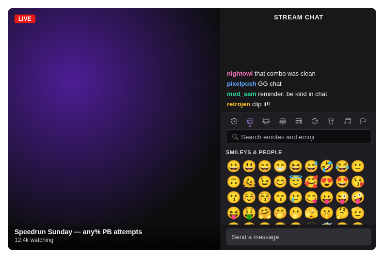 Livestream chat design example