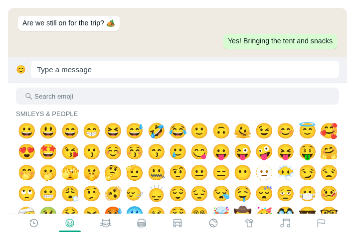 WhatsApp keyboard panel design example