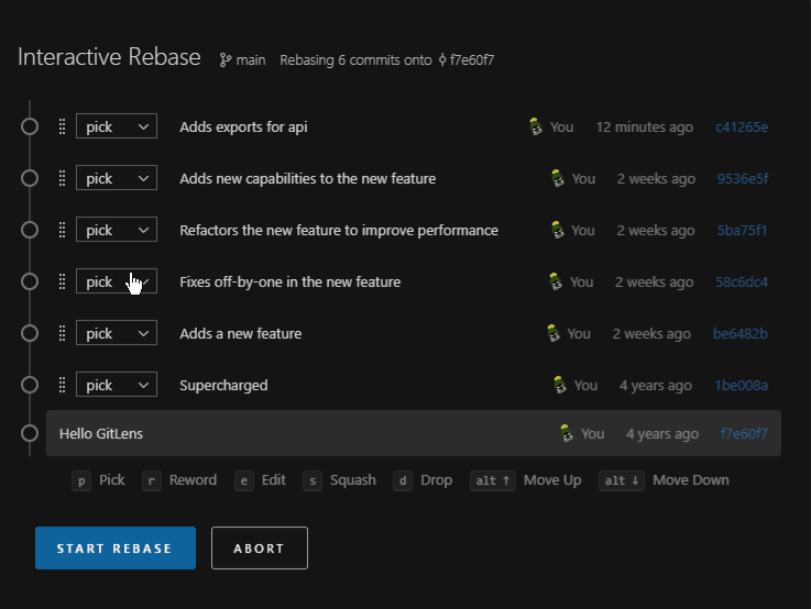 Interactive Rebase Editor