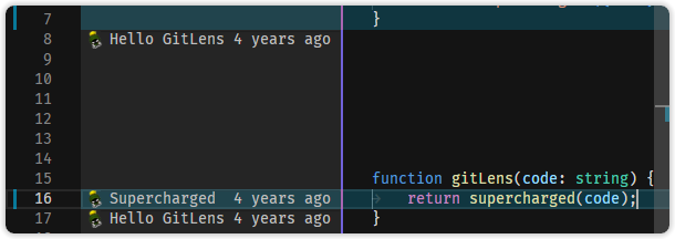 GitLens adds blame annotations to the gutter for the whole file