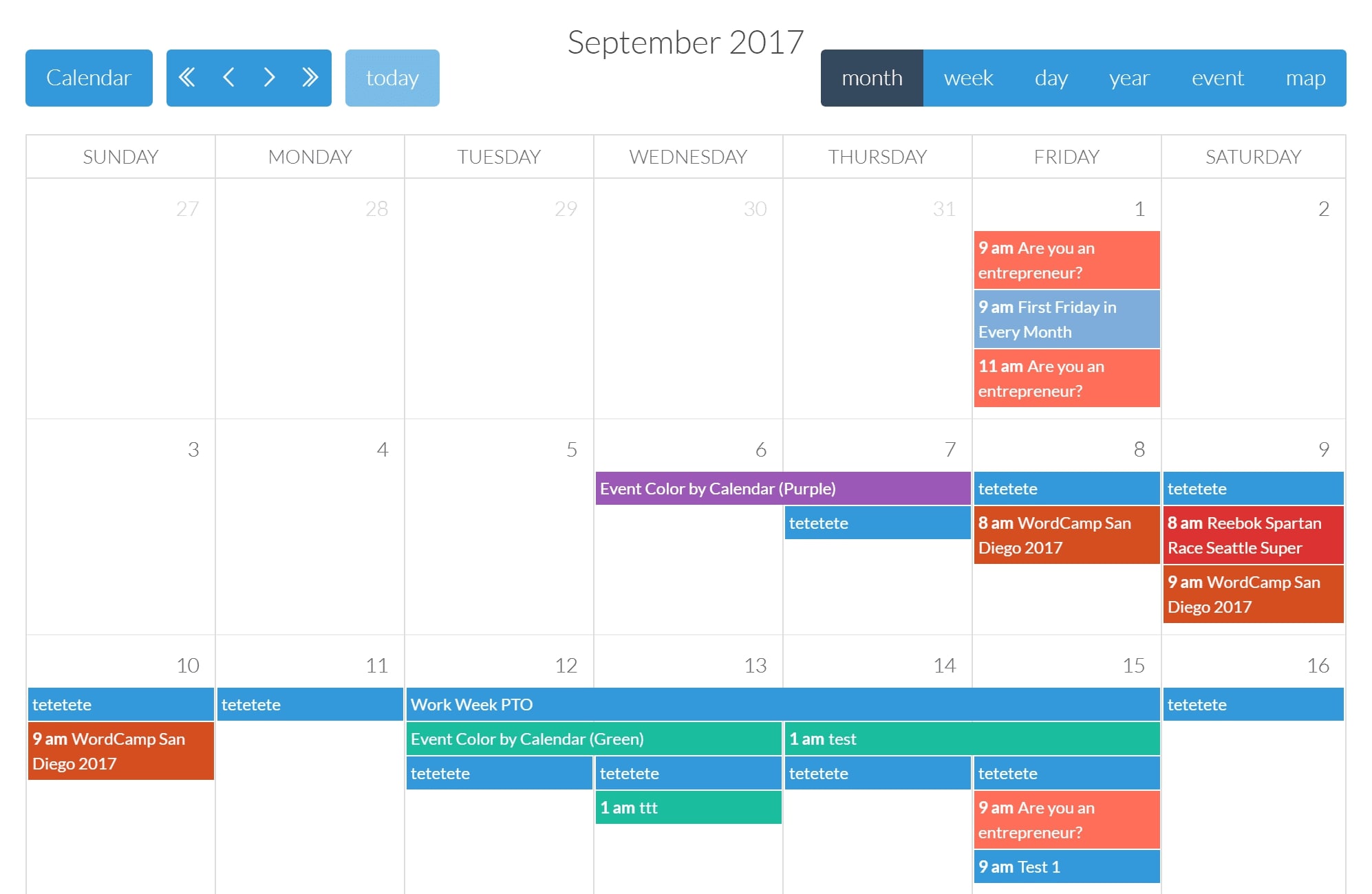 Calendar Example