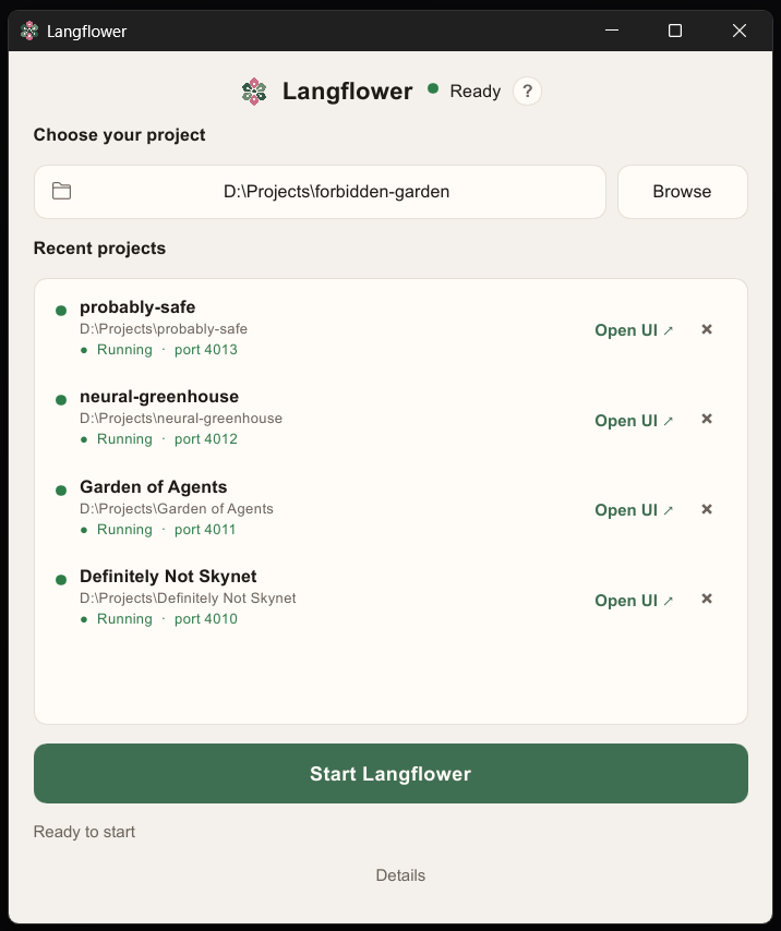 Langflower desktop launcher