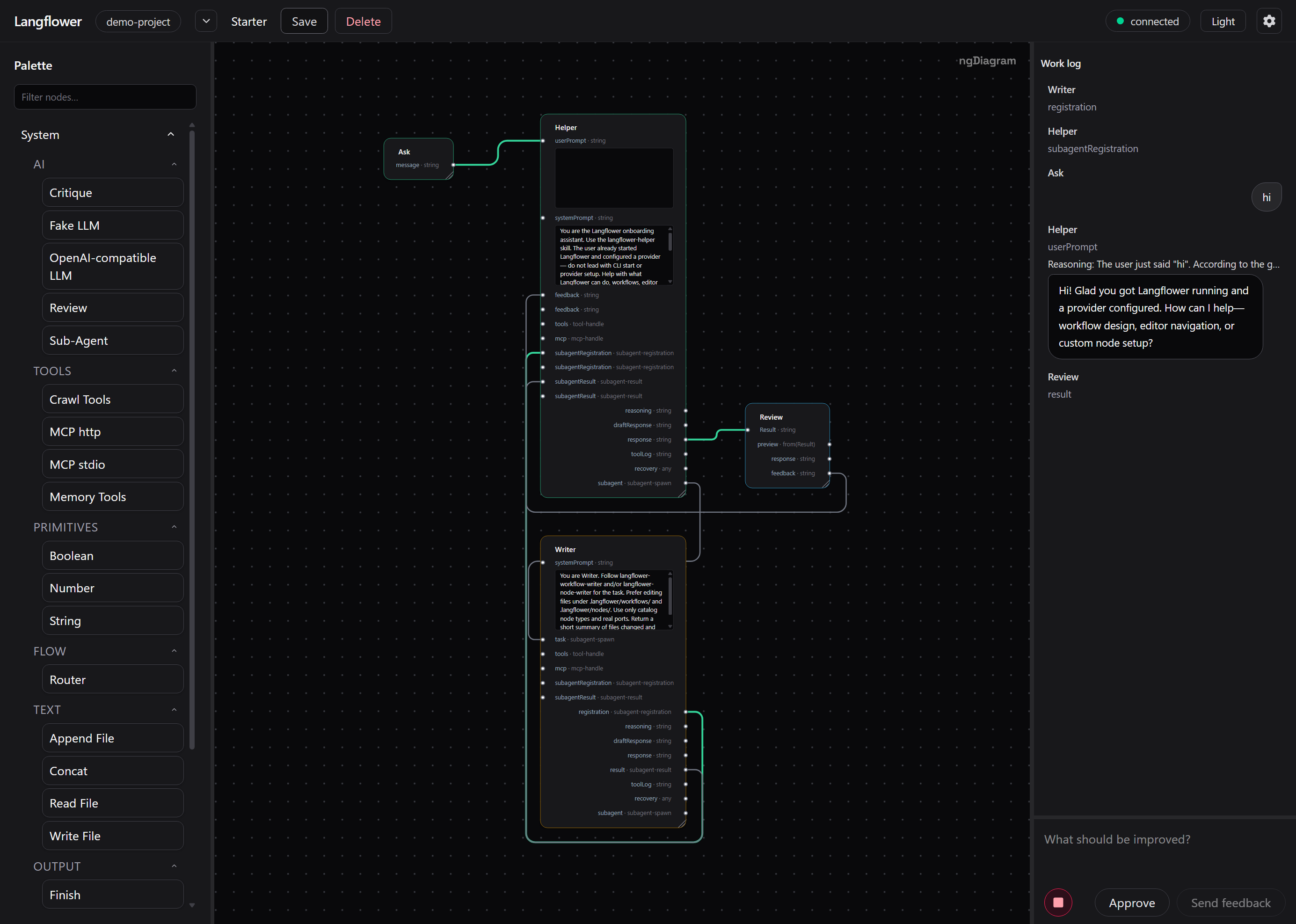 Langflower starter workflow