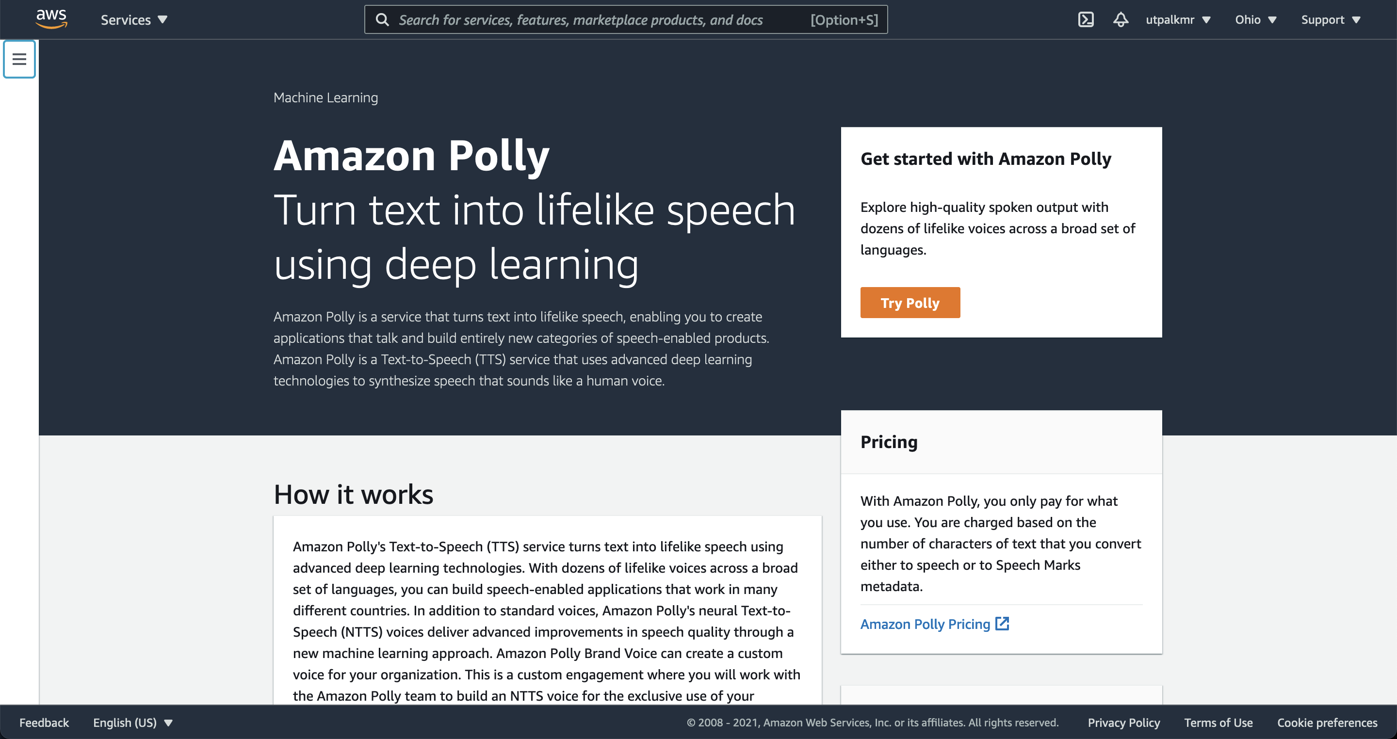 Convert any text to lifelike speech using amazon polly
