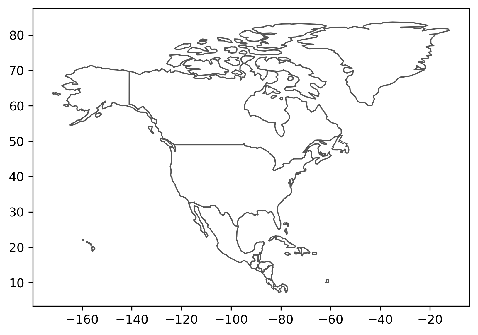 Map of North America using PyGMT