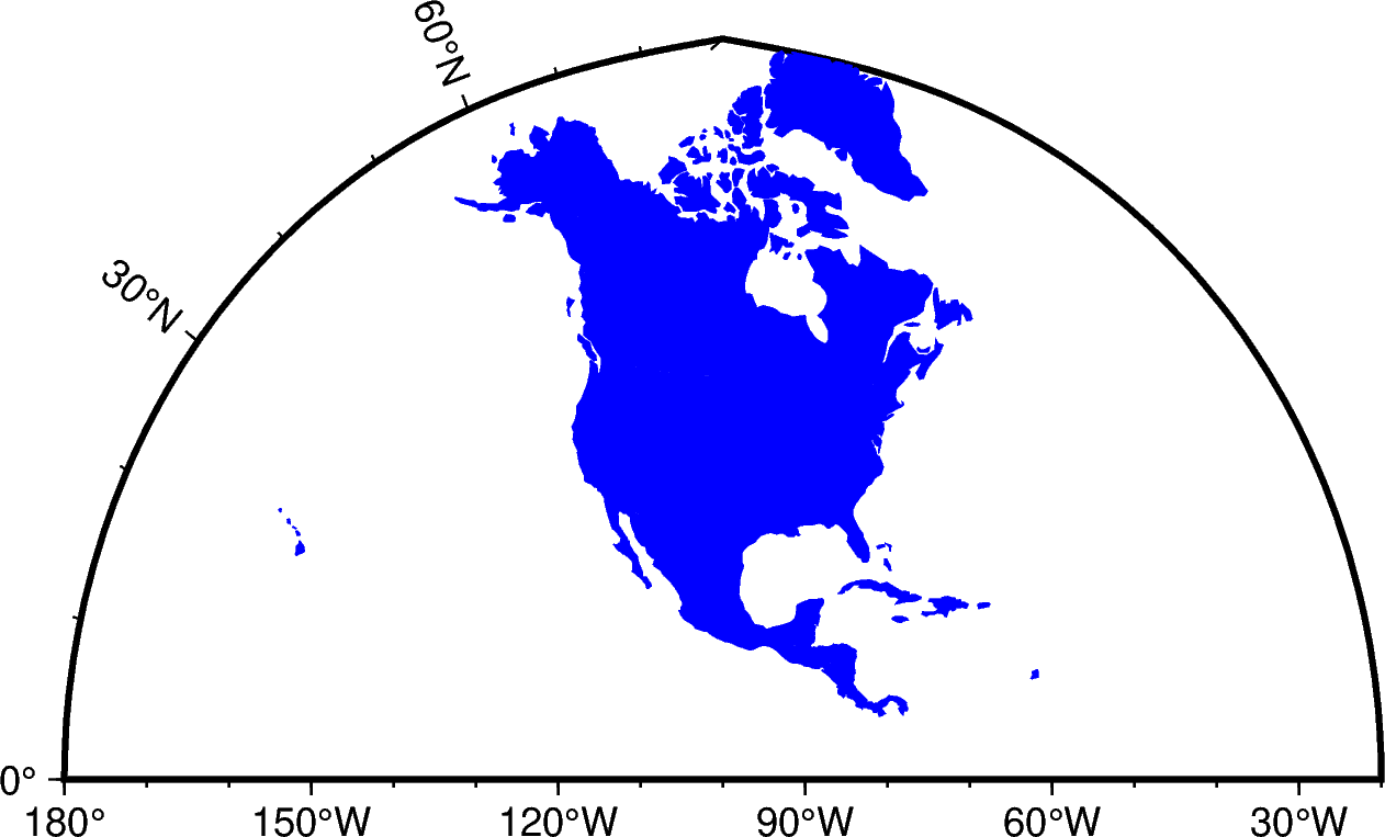 Map of North America using PyGMT