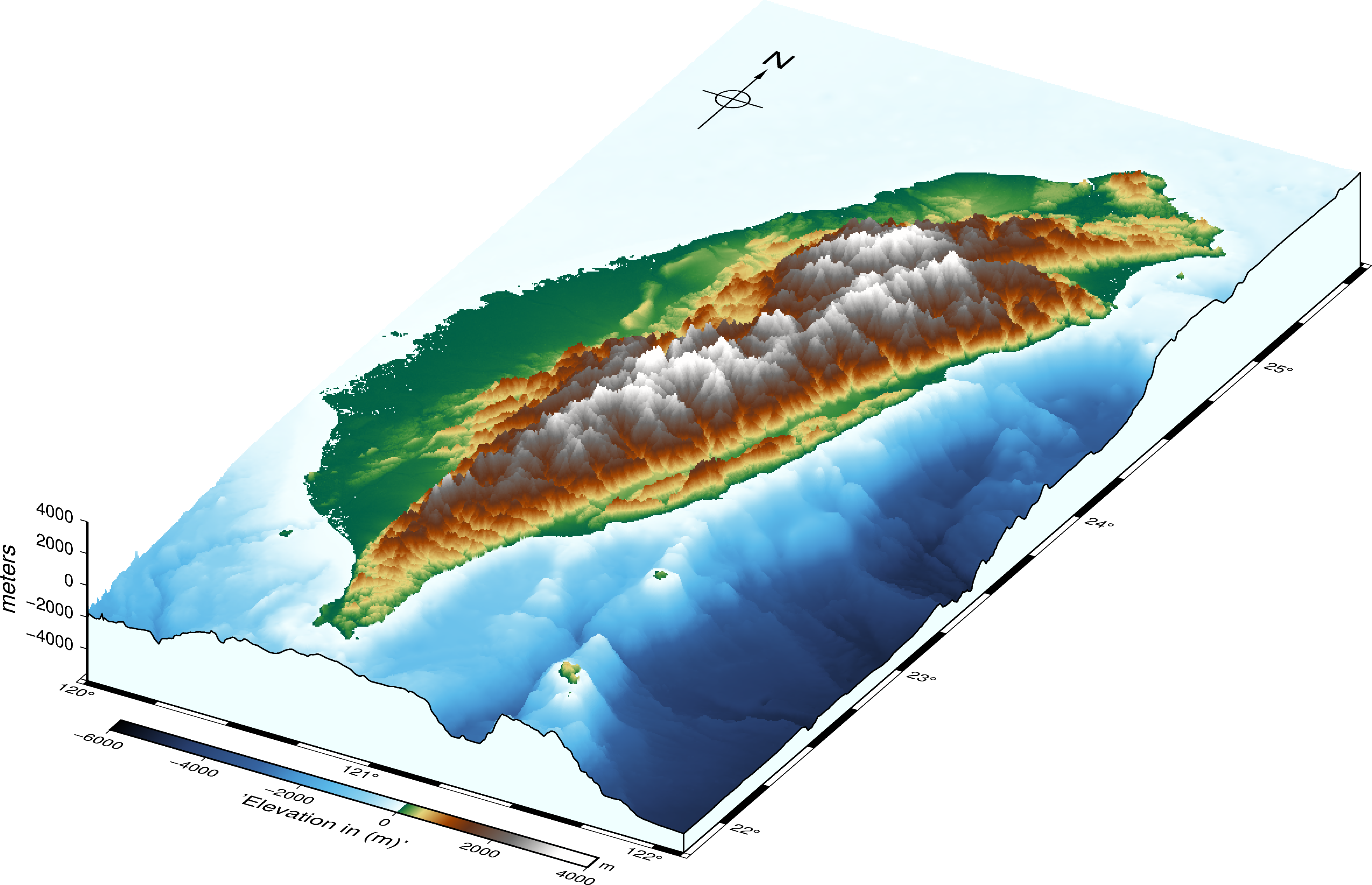 Three-dimensional perspective map of Taiwan using GMT and PyGMT (codes included) - Earth Inversion