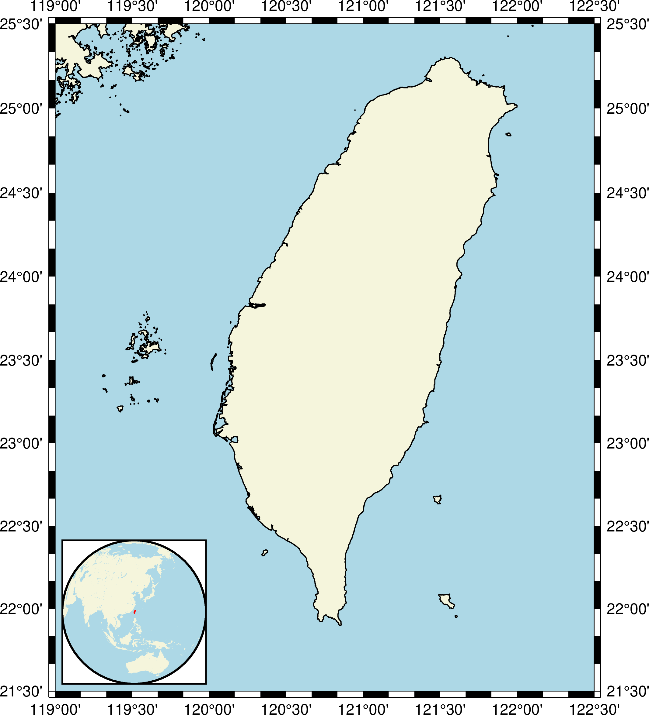 taiwan basemap with frame