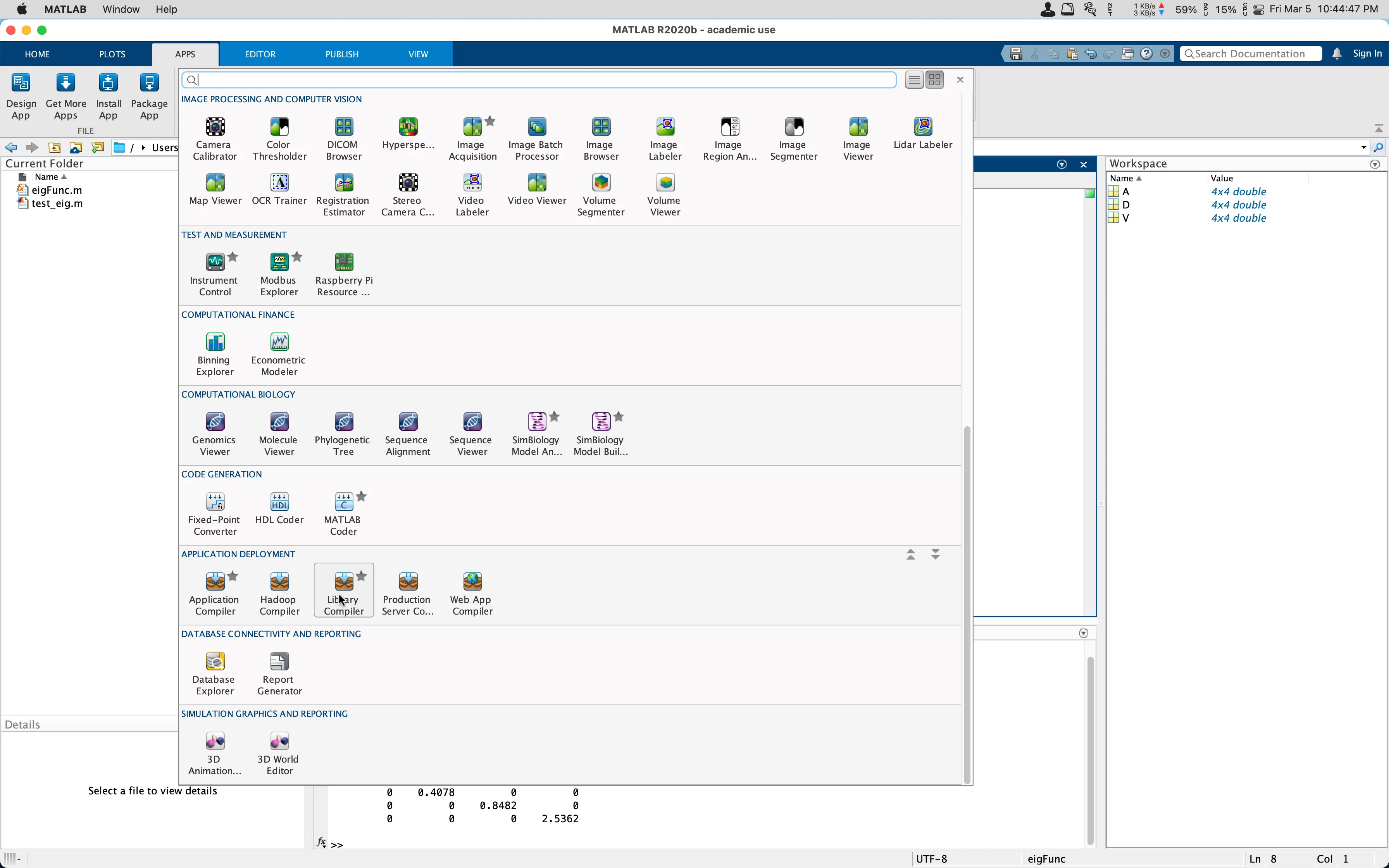 select library compiler app in matlab