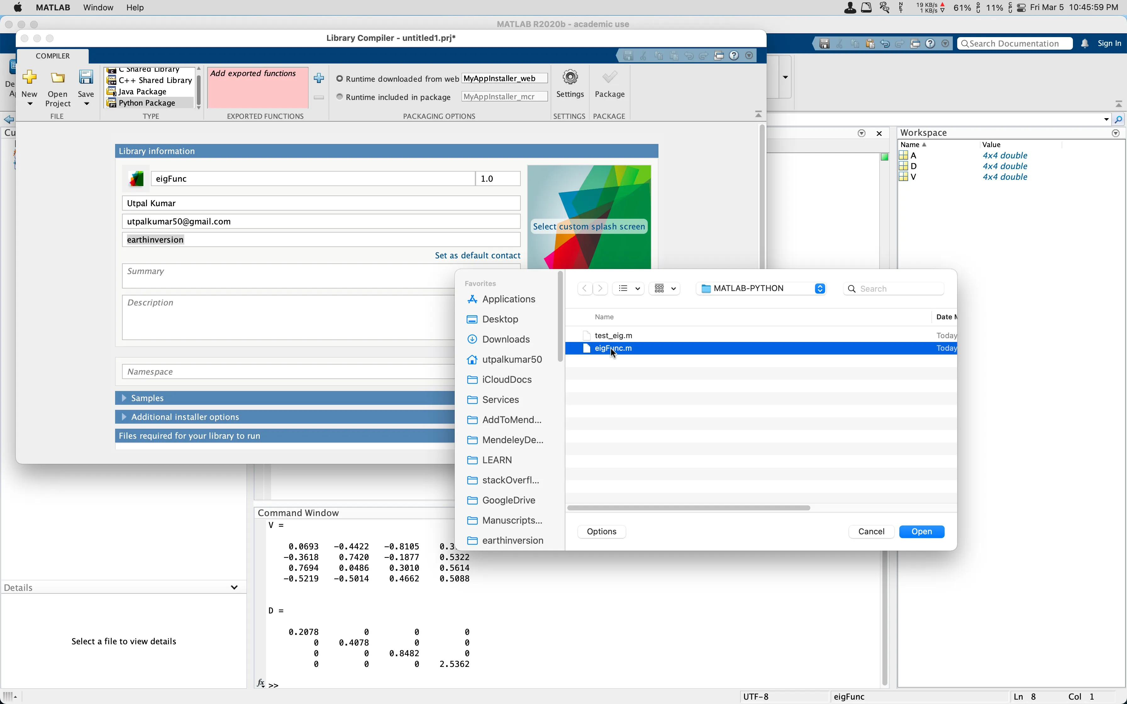 select library compiler app in matlab
