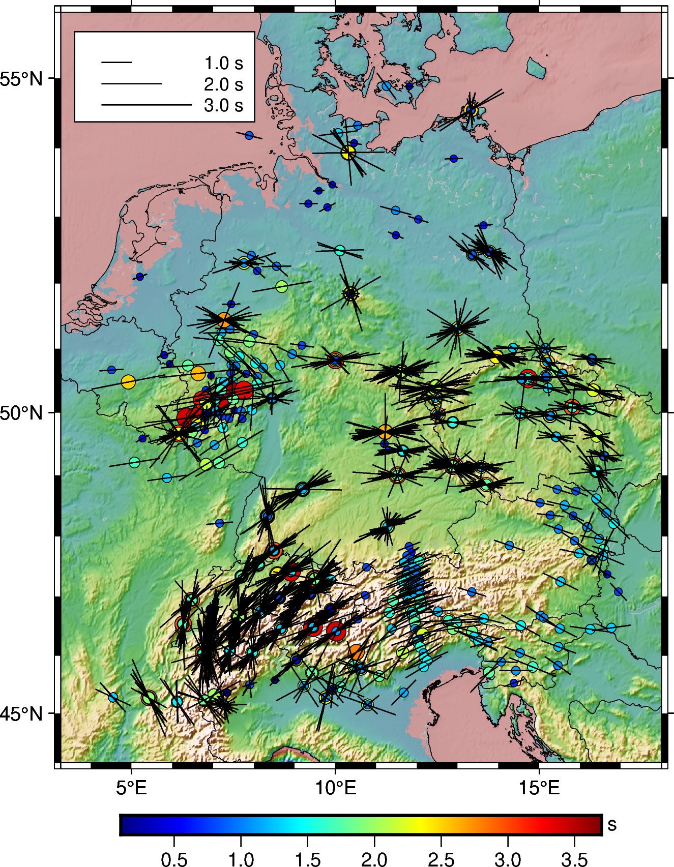 Topographic Shear wave splitting measurements from SKS database of Germany