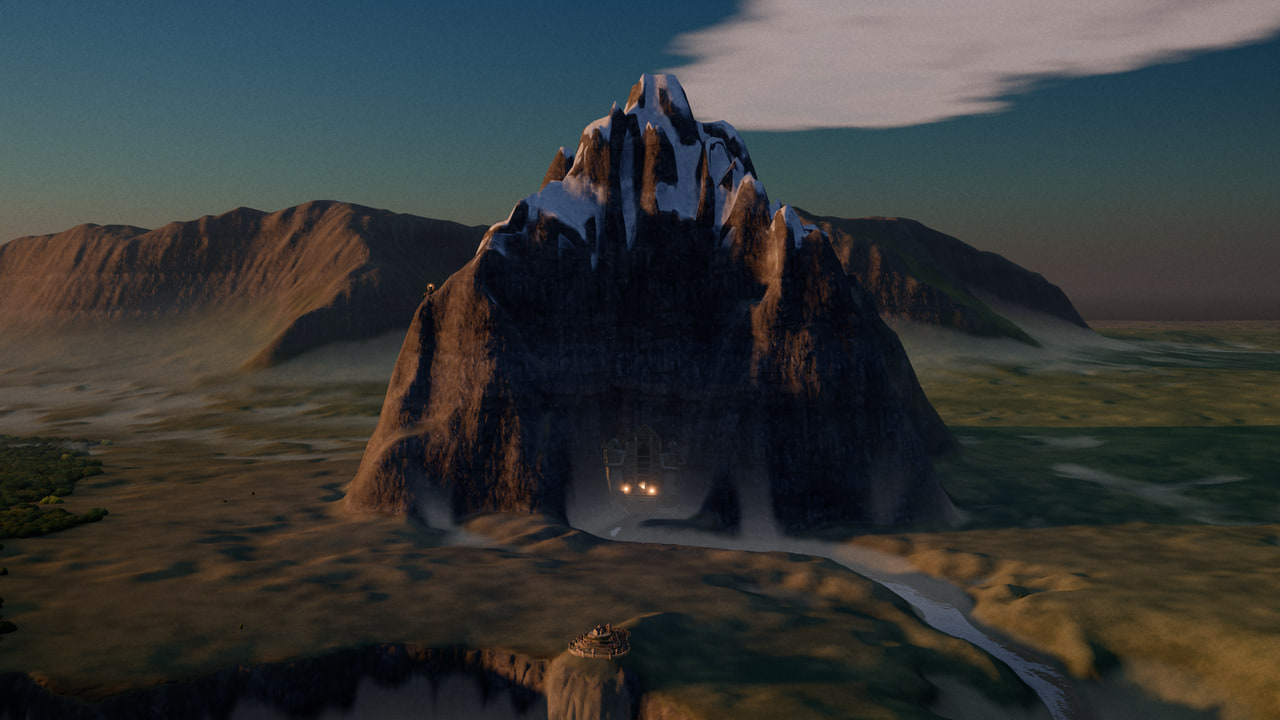 Erebor, the Lonely Mountain, in low evening sun