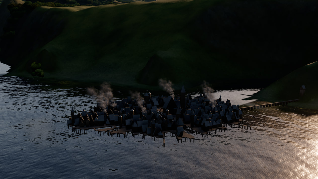 Lake-town on its piles in the Long Lake
