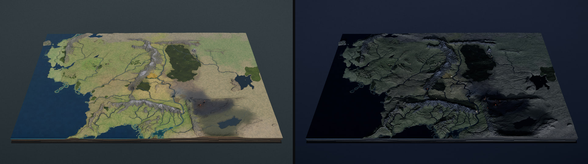 The whole map by day and by moonlight