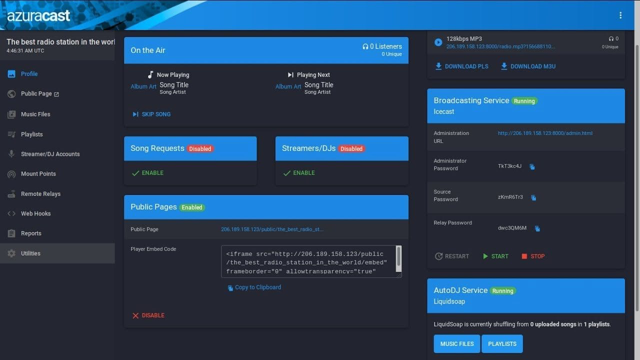 AzuraCast screenshot 1